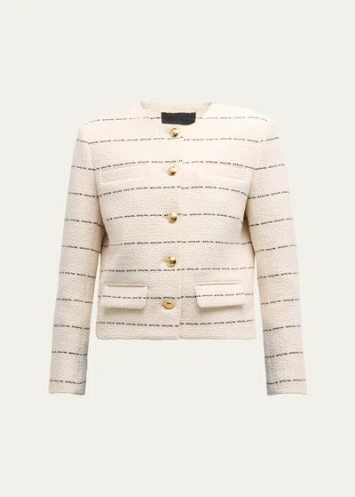 Nili Lotan Paige Cropped Cotton-blend Tweed Jacket In Black Ivory