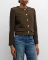 Nili Lotan Paige Cotton Blend Tweed Jacket In Brown