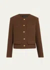 Nili Lotan Paige Cotton Blend Tweed Jacket In Espresso