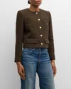 Nili Lotan Paige Cotton Blend Tweed Jacket In Espresso