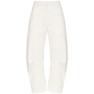 Nili Lotan Shon Cotton-blend Twill Tapered Pants In Neutral