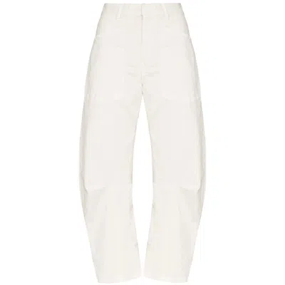 Nili Lotan Shon Cotton-blend Twill Tapered Pants In Neutral
