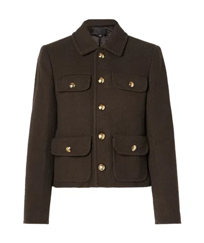 Nili Lotan Paola Cotton-blend Tweed Jacket In Brown