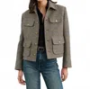 Nili Lotan Paola Cropped Jacket In Feather Grey Donegal In Multi
