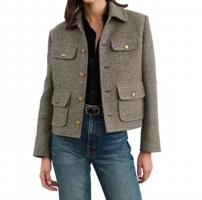 Nili Lotan Paola Cropped Jacket In Feather Grey Donegal In Multi
