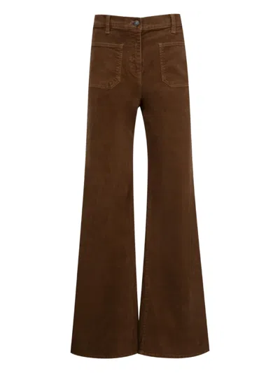 Nili Lotan Patch-pocket Trousers In Brown