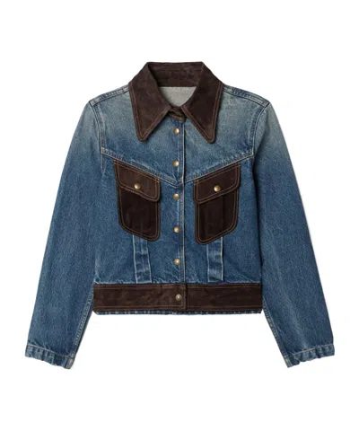 Nili Lotan Patchwork Denim Jacket In Blue