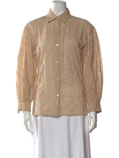 Pre-owned Nili Lotan Patterned Long Sleeve Blouse In Brown