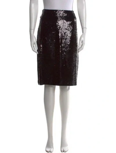Pre-owned Nili Lotan Patterned Midi Length Skirt W/ Tags In Black