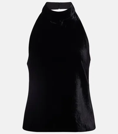Nili Lotan Peneloppe Halterneck Velvet Top In Black
