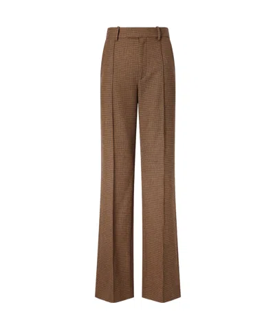 Nili Lotan Etoile Pleated Straight-leg Wool Pants In Brown