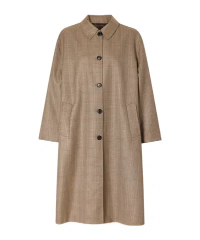 Nili Lotan Watson Prince Of Wales Checked Cotton Trench Coat In Brown