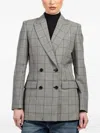 Nili Lotan Plaid-pattern Double-breasted Blazer In Gray