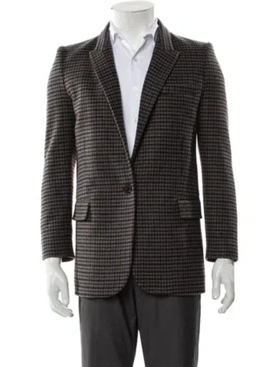 Pre-owned Nili Lotan Plaid Print Blazer In Gray