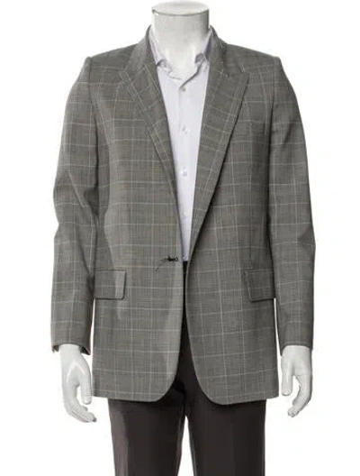 Pre-owned Nili Lotan Plaid Print Blazer In Gray