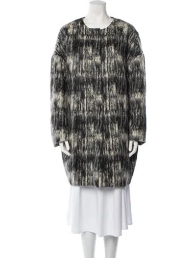 Pre-owned Nili Lotan Plaid Print Faux Fur Coat In Black