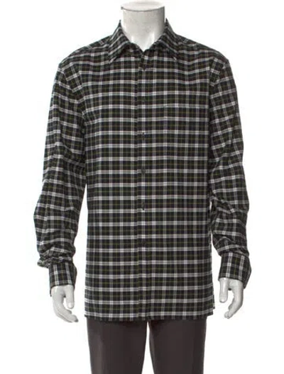 Pre-owned Nili Lotan Plaid Print Long Sleeve Shirt In Black