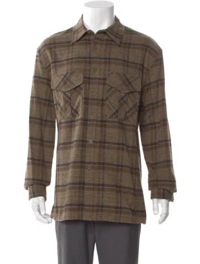 Pre-owned Nili Lotan Plaid Print Long Sleeve Shirt In Brown