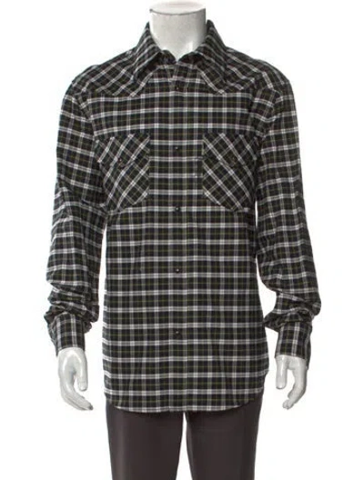 Pre-owned Nili Lotan Plaid Print Long Sleeve Western Shirt In Black