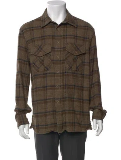 Pre-owned Nili Lotan Plaid Print Long Sleeve Western Shirt In Gray
