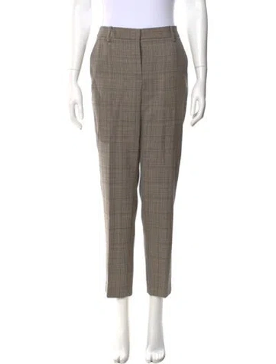 Pre-owned Nili Lotan Plaid Print Straight Leg Pants In Neutral