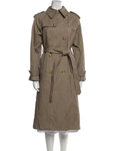 Pre-owned Nili Lotan Plaid Print Trench Coat In Neutral