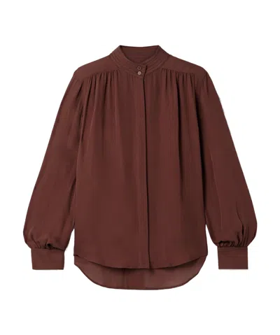 Nili Lotan Pleated Shirt In Brown