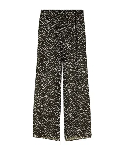 Nili Lotan Polka-dot Silk Straight-leg Pants In Black