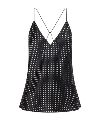 Nili Lotan Polka Dot V-neck Camisole Mini Dress In Black