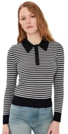 Nili Lotan Prescott Striped Cashmere Polo Sweater In Gray