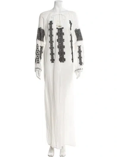 Pre-owned Nili Lotan Printed Long Dress In White