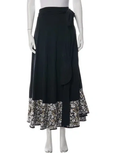 Pre-owned Nili Lotan Printed Long Skirt In Black