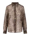 Nili Lotan Gaia Polka-dot Silk Slim Button-down Shirt In Animal Print