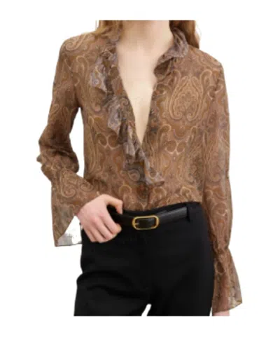 Nili Lotan Printed Shirt In Brown