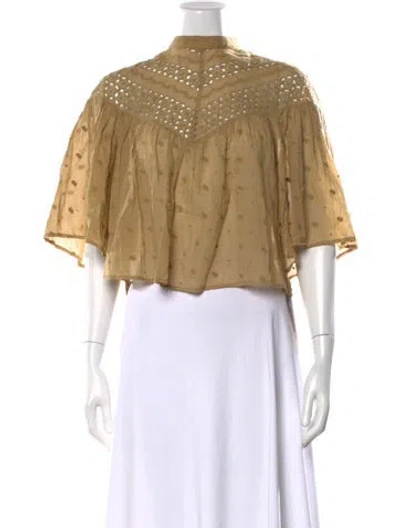 Pre-owned Nili Lotan Printed Short Sleeve Blouse In Green