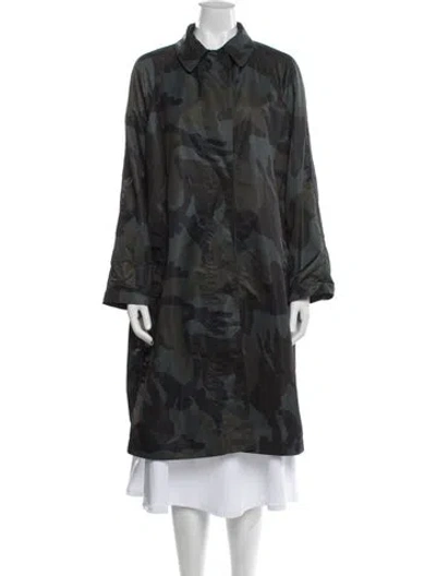 Pre-owned Nili Lotan Printed Trench Coat In Green