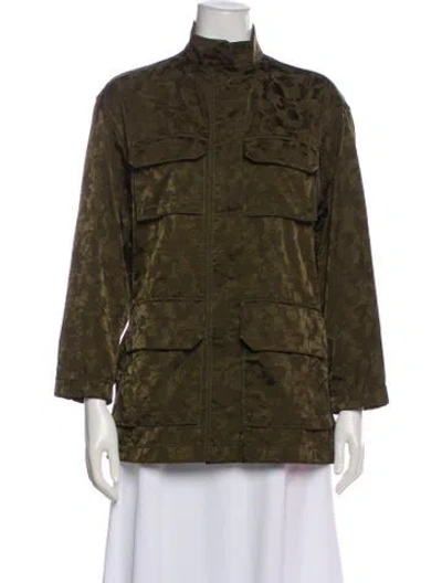 Pre-owned Nili Lotan Printed Utility Jacket In Green