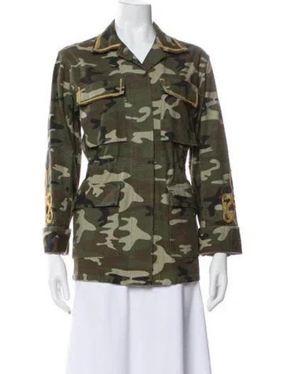 Pre-owned Nili Lotan Printed Utility Jacket In Green
