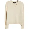 Nili Lotan Priya Cotton & Silk V-neck Sweater In Ecru