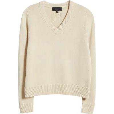 Nili Lotan Priya Cotton & Silk V-neck Sweater In Ecru