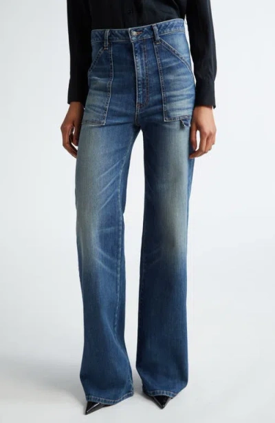 Nili Lotan Women's Quentin Straight-leg Cargo Jeans In Classic Wash