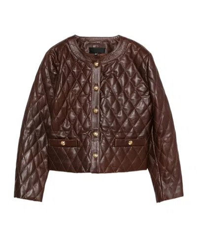 Nili Lotan Amy Cropped Quilted Leather Jacket In Brown