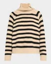 Nili Lotan Raelyn Striped Zip Turtleneck Cashmere Sweater In Multi