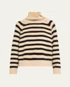 Nili Lotan Raelyn Striped Zip Turtleneck Cashmere Sweater In Multi