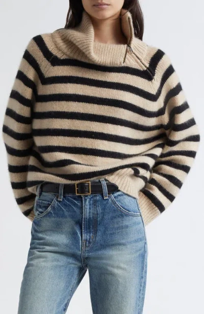NILI LOTAN NILI LOTAN RAELYNN STRIPE TURTLENECK CASHMERE SWEATER