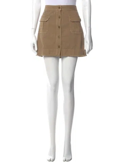 Pre-owned Nili Lotan Raw-edge Trim Mini Skirt In Brown