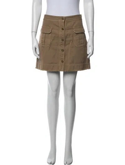 Pre-owned Nili Lotan Raw-edge Trim Mini Skirt In Brown