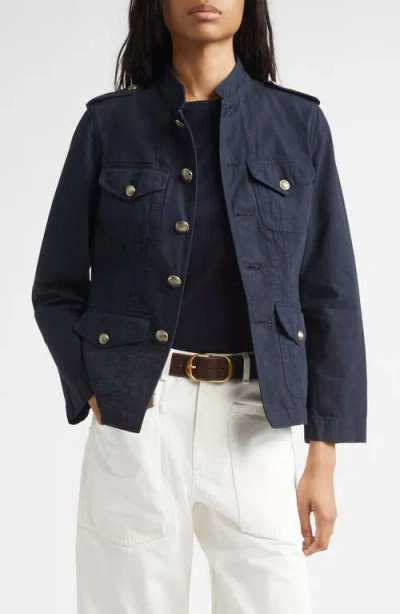 Nili Lotan Raymond Military Cotton Jacket In Blue