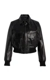 Nili Lotan Redley Leather Bomber Jacket In Black