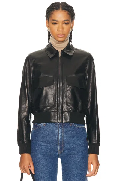 NILI LOTAN REDLEY LEATHER BOMBER JACKET